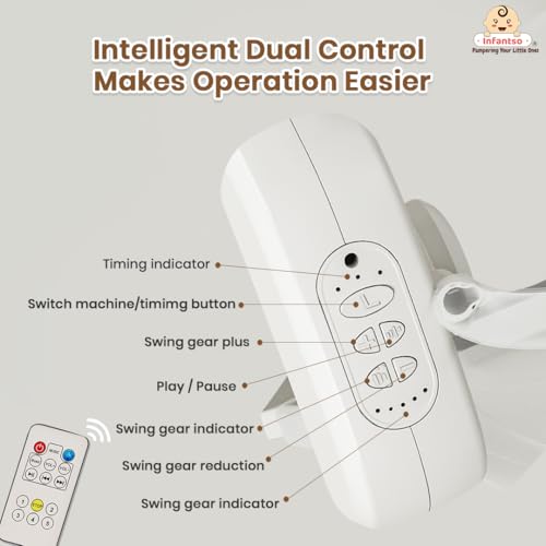 Image of Infantso Premium Electric Baby Cradle Swing - Bluetooth & Remote Control Palna Jhula with Custom Swing Time, Adjustable 5-Speeds, Automatic Swing Cradle for 0-12 Months, Soft Mattress, Safe & Spacious