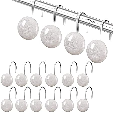12 Anneaux Rideau De Douche Modernes IDesign - Blanc/Argenté - Métal Et Plastique - Pour Tous Les Rideaux