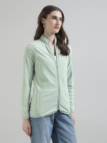 Image of Alan Jones Clothing Women's Standing Collar Zipper Fleece Standard Length Jacket
