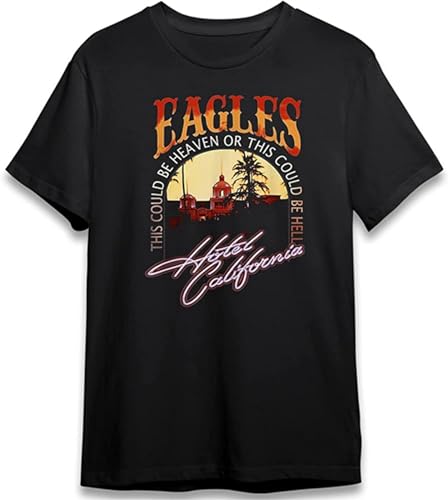 The Eagles Hotel California Tour 1977 - Camiseta unisex de algodón para hombre, color negro, Negro, M