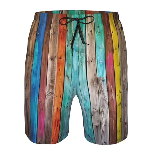 Colorful Rainbow Stripe Men's Quick Dry Beach Shorts Swim Trunks with Pockets Board Shorts4