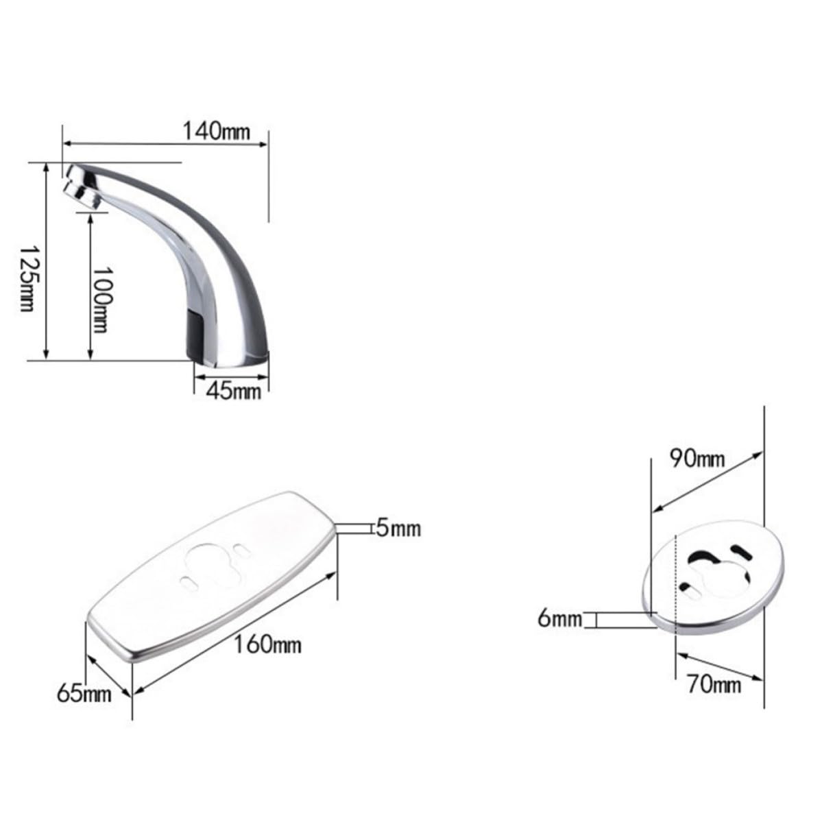 Toddmomy Grifo Automático Función Ahorro de Agua para Lavabo de Baño Sensor Infrarrojo Cobre Plateado y Encendido/apagado Automático