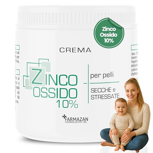 Farmazan Crema Ossido di Zinco 10% 500ml, Protettiva, Lenitiva e Idratante, Senza Profumo, con Olio di Mandorla e Ricino, Crema Cambio Pannolino Ideale per Arrossamenti, Pelli Delicate, Made in Italy