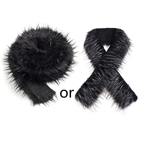 Faux Fur Trim Ribbon Fur Fabric Shaggy Artificial Strip Ribbon Trim For Diy Craft Costume Decoration Garland Party Decor (Black) #TOP1