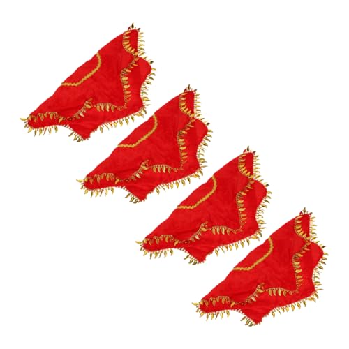 Genérico 1 Juego Mostrar Pañuelo Bufandas De Baile Para Pañuelo De Seda Diadema De Spa Jugar Sedas Toallas Bebe Pañuelo De Baile Rojo Pañuelo De Baile Chino Terciopelo Dorado 4 Piezas