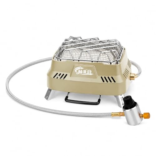 JISADER Infrarotheizung Heizstrahl Outdoor für Camping, tragbar 3500W Gas Heizstrahl aus Aluminiumlegiung, Isobutan für Trasse, 990g leicht, Khaki