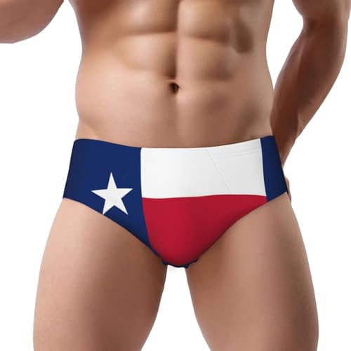 Flag of Texas Print Men's Underwear - Stretch Breathable Briefs - Supportive Mens Trunks for Daily Wear & Workout,