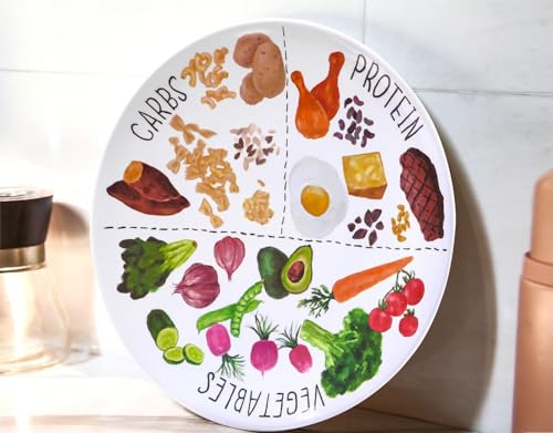 Viynran 10" Portion Control Plate - Balanced Eating Plate with Melamine Dividers for Weight Loss and Diabetes Management (1 Pack)