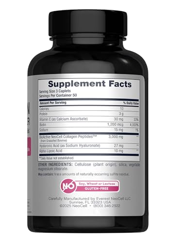 NeoCell Collagen Beauty Builder | 150 Caplets | Grass Fed BioActive Peptides | with Biotin and Hyaluronic Acid | Radiant Skin & Strong Nails Supplement - Image 3