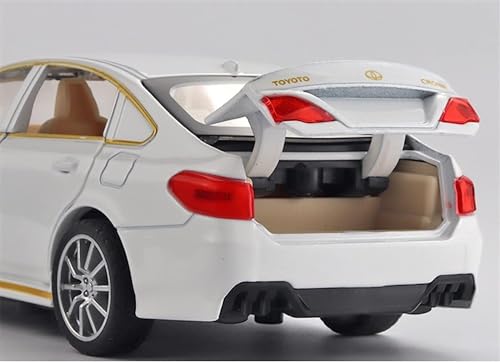 Image of 1:32 Scale Toyota Crown Toy Car | Metal Pullback Diecast Car for Kids with Openable Doors, Sound, Light Effects Toy for Car Enthusiasts (Color As Per Available), White