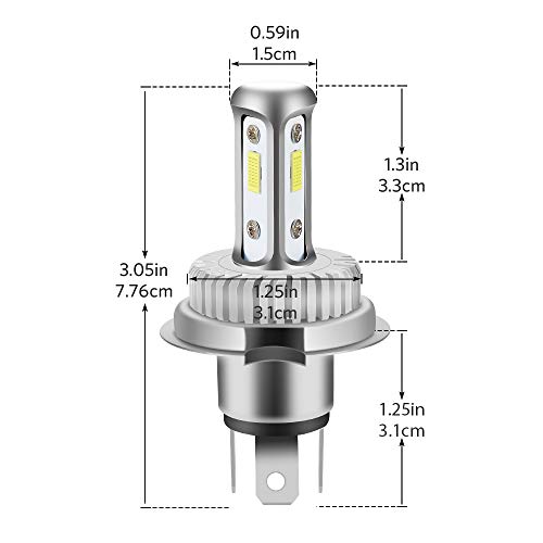 DAYWALKER H4 LED Motorcycle Light Bulb Hi/Lo Beam 9003 Bulb 6000 Lumens White 6000k CSP Chips H4 Bulb 1:1 Designï¼Pack of 1