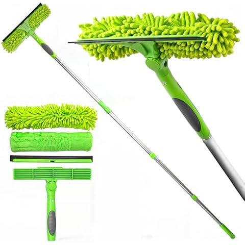 DSV Standard Professional 62" Window Squeegee for Window Cleaning, 2 in 1 Rotatable Window Cleaning Squeegee Kit with Extension Pole, Window Cleaning Tool for Indoor/Outdoor High Windows, Home, Car Cover