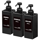 Anhow 3er Seifenspender Kunststoff, 650ml PETG Seifenspender mit 16pcs Kategorie Etiketten für...