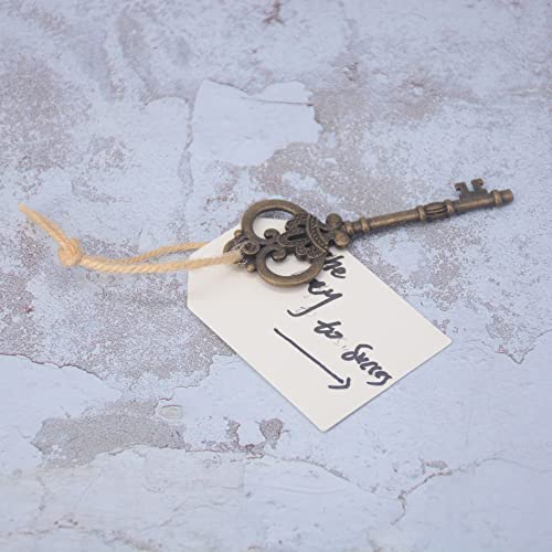 Juego de 20 llaves de bronce Aokbean grandes para solucionar detalles de decoraci&oacute;n vintage 7