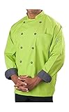 Mens Long Sleeve Active Chef Coat, Lime Green with Slate Accent, L