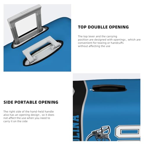 Image of Custom Carolina Luggage Cover Personalized Football Style Suitcase Cover with Name Number Customized Washable Elastic Sports Travel Suitcase Protector for Business Vacation Gifts