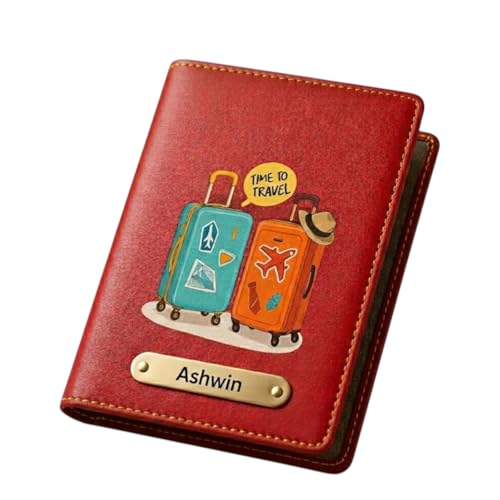 Image of Personalized Passport Cover with Custom Name for Men & Women | Customized Sticker Passport Holder | Anniversary, Birthday, Husband Wife, Boyfriend & Honeymoon Couple Gift