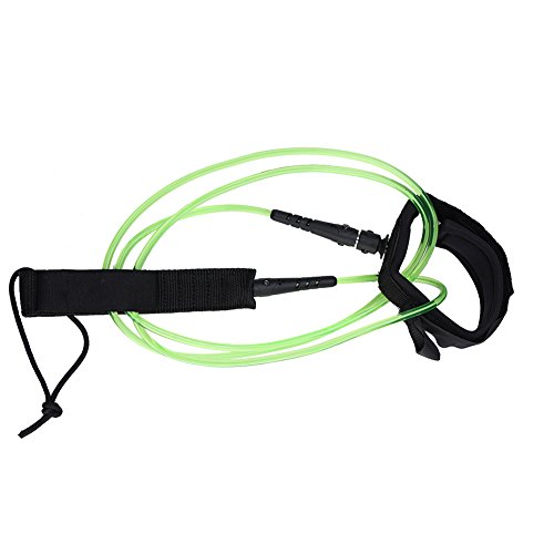 QANYEGN Surfboard Leash with Hook, Foot Coiled Leash, Surf Leash for Short Board Long Board (White core Green)