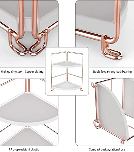 Image of Iron 2 Tier Counter Top Organizer I Bathroom Organizer Stand I Desk Organizer I Multi-Purpose Storage Countertop Racks For Kitchen I Corner Shelf (RoseGold-2Tier-Triangle)