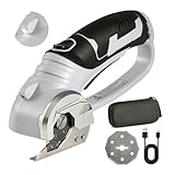Cordless Electric Scissors 4V Rechargeable Rotary Cutter | Powerful Fabric, Cardboard & Carpet Cutting Tool | Electric Box Cutter For Crafting, Sewing & Diy Projects With Extra Blade & Storage Bag
