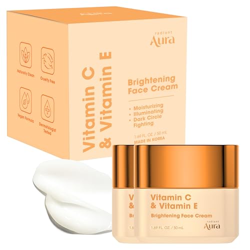 Radiant Aura Hyaluronic Acid & Ceramide Face Moisturizer – Dermatologist Tested, Anti Aging, Korean Skin Care – Hydrating Face Cream, Softens Wrinkles, Non Greasy Feel – Vegan, Clean – Pack of 2