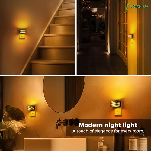 Image of L LOHAS LED Night Lights Plug into Wall, 2 Pack Modern Night Light with Dusk to Dawn Sensor, Dimmable Plug in Night Light, Adjustable Brightness, for Bedroom Bathroom Hallway (Black)