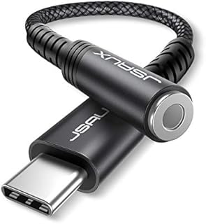 JSAUX USB C to 3.5mm Headphone Jack Adapter, Type C to 3.5mm Aux Adapter Compatible with Samsung Galaxy S22 S21 S20 Ultra Note 20 Huawei P30 P20 Mate 10 Mate 20 Pro, Pixel 4 3 2 XL Xiaomi 9 8-Black