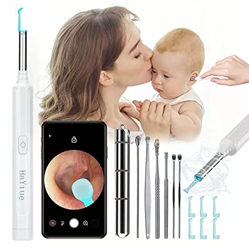 Ear Wax Removal with Camera, Earwax Remover Tool, 1296P FHD Wireless Ear Otoscope with 6 LED Lights, 6 Ear Spoon & 6 Traditional Tools Ear Wax Removal Kit for iPhone, iPad & Android Smart Phone