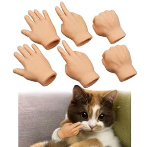 Tiny Hands for Fingers, Fun Mini Fingertips for Teasing Cat Toys, High Elasticity Plastic Little Hands for Cat Interactive Funny Quirky Gag Gifts, 6 Pcs