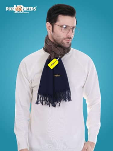 Image of Pick Ur Needs Premium Men's Warm And Stylish Woolen Muffler Angoora With Solid Color Plain Design And Stylish Tussles Ends Muffler For Men
