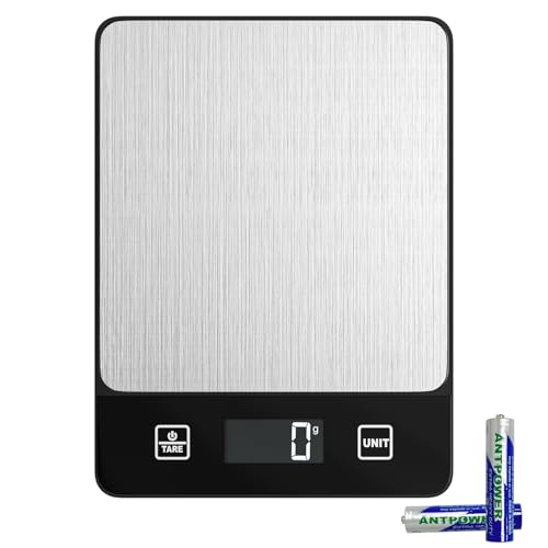 Newaner 10kg/1g bascula de cocina, inox electronica digital balanza con LED pantalla y funcion tara, automatico báscula de precisión con 6 unidades, pesa alimentos para cocinar, hornear, mezclar