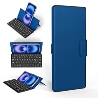 CACOE Tastiera Bluetooth Con Supporto, Mini Portatile Super Leggero, Pieghevole, A Doppio Canale per Cellulare, Smartphone e Altro iOS Android Windows, Mare Blu