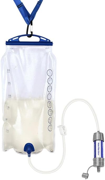 3.0L Gravity Water Filter, Hanging Bag, Survival Emergency Purifier Straw, Outdoor Filtration System for Camping/Travel/Backpacking