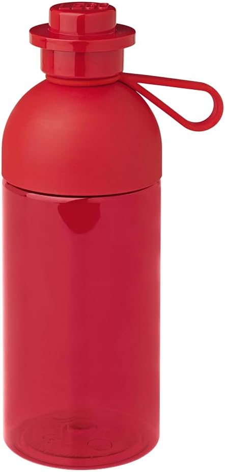 LEGO Hydration Bottle, Kids Drinks Bottle, 500ml Transparent Red, Water Bottle, Drinking Bottle for Toddlers, Dishwasher Safe, Reusable Sports Bottle