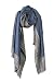 EXCHIC Femme Écharpe Ecossaise à Carreaux pour Automne Hiver (Bleu Marin)