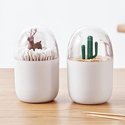 Saijer Toothpick Box,Toothpick Container Toothpick Holder Toothpick Storage Box Toothpick Organiser Case Toothpick Dispenser Toothpick Canister Toothpick Jars Bathroom Organiser Jar Cactus Deer 2 Pcs