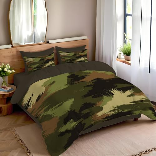 Housse de couette 200x200cm vert olive en textile microfibre premium