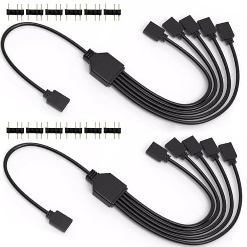 Gebildet Cable Divisor ARGB 1 a 5, 5V, 3 Pines, Direccionable RGB, Cable de Extensión, Cable de Sincronización LED ARGB para Extender Ventiladores ARGB de PC o Series LED