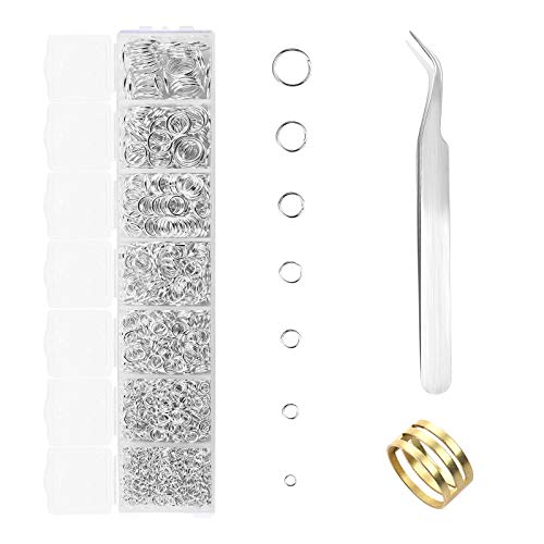 Jiayiqi 2300Pcs Silver Open Jump Rings For Jewelry Making Supplies Kit With Jump Ring Opener And Tweezer Jewelry Findings Set #TOP9