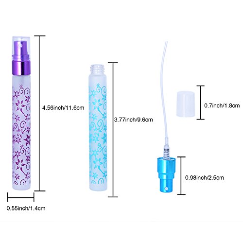 Enslz 6 Pcs 10Ml Flower Print Matte Refillable Empty Travel Glass Perfume Spray Bottle Atomizer Pump Sprayer Bottle Set #TOP1