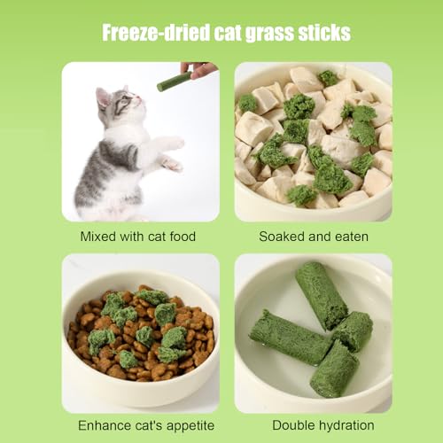 Cat Teething Sticks - Cat Grass Teething Stick - Hairball Removal Freeze-Dried Chicken Treats - Natural Care Chews For Teeth Cleaning, Appetite Boosting For Indoor Kittens & Adult Cats – Image 5