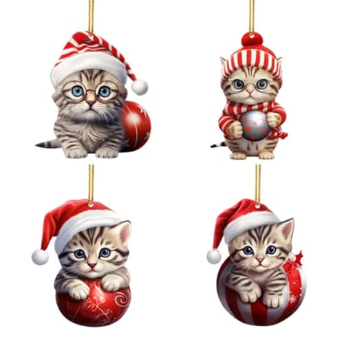 de Gato,Navideños Acrílicos 2D - Manualidades Animales para Decoración De Puerta Ventana Espejo Retrovisor Jardín Dormitorio Habitación Infantil