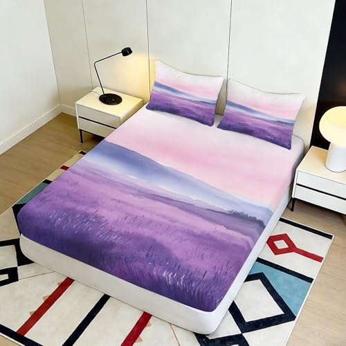 Drap housse antidérapant lavande 200x200 pour matelas fixe - 5
