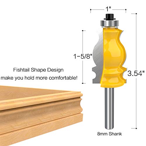 8mm Shank Architectural Molding Router Bit Carbide Sculpture Fishtail Cutter Woodworking Shape Cutter Tool By ROOCBIT