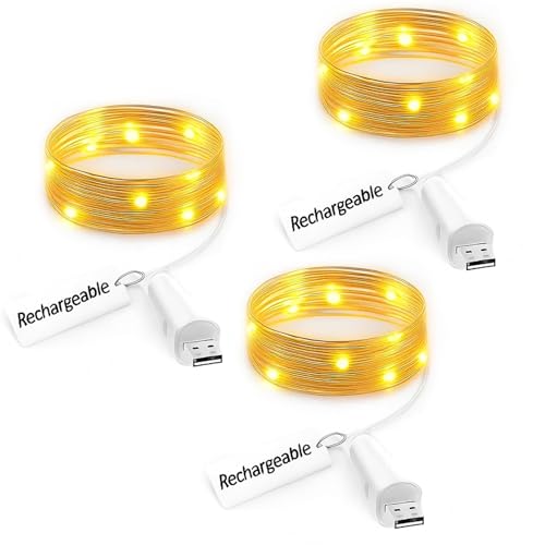 Umiwe Luces LED Recargables – Guirnalda de Hilo de Cobre con Alimentación USB para Decoración DIY, Habitación, Boda y Navidad