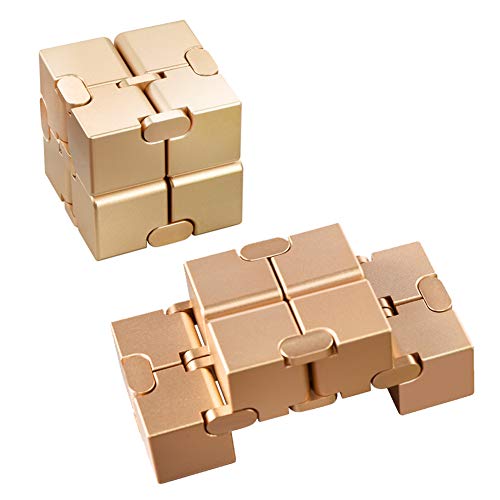 Jrtpk Aluminum Alloy Metal Infinity Magic Cube Toys | Infinity Cube | Relief Stress & Anxiety | Adhd Ocd For Kids And Adults (Gold) #TOP4
