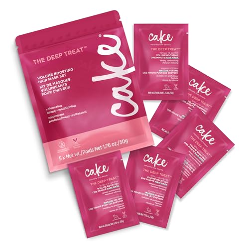 Cake Beauty Travel Hair Mask Set – Volumizing & Moisturizing Deep Treatment for Dry Hair – Hydrolyzed Rice Protein – TSA-Friendly, 5 x 1.76 oz Value Pack