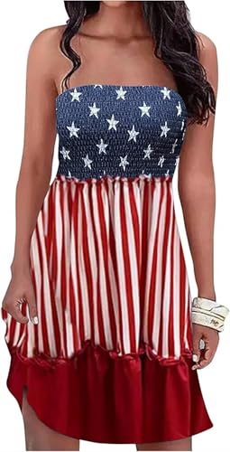 Sexy gesmoktes trägerloses Bandeau-Kleid...