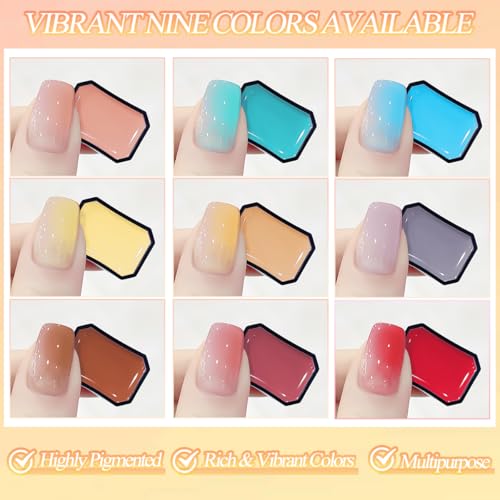 Gel de esmalte para uñas Ombre con 9 colores y 8 esponjas miniatura 4