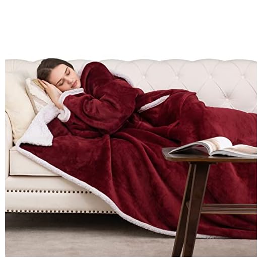 HBselect Coperta con Maniche e Tasca per I Piedi, Coperta Pile Indossabile, Sherpa Coperta da Divano, Leggera e Calda, Coperta per TV, Regalo per Fidanzata e Madre
